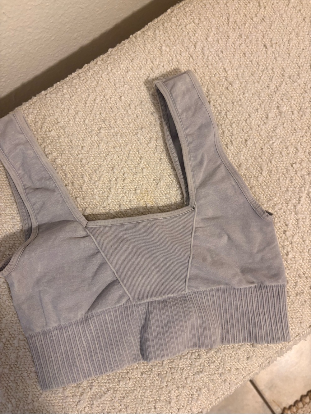 Free People Grey Ribbed Lounge Sports Bra